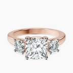 18kt Rose Gold Evelina Round Three Stone Lab Diamond Ring front image