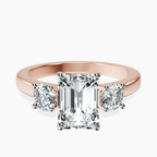 14kt Rose Gold Evelina Round Three Stone Lab Diamond Ring front image