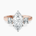 10kt Rose Gold Evelina Round Three Stone Lab Diamond Ring front image