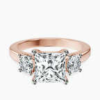 10kt Rose Gold Evelina Round Three Stone Lab Diamond Ring front image