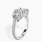 1.02 ct. cushion Artemis Round Three Stone Lab Diamond Ring in platinum standing product image one