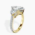 2.92 ct. marquise Artemis Round Three Stone Lab Diamond Ring in 18kt yellow gold standing product image one