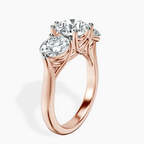 14kt Rose Gold Estella Round Three Stone Lab Diamond Ring standing product image one