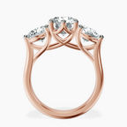 14kt Rose Gold Estella Round Three Stone Lab Diamond Ring side right image one
