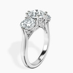 14kt White Gold Estella Round Three Stone Lab Diamond Ring standing product image one
