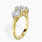 18kt Yellow Gold Estella Round Three Stone Lab Diamond Ring standing product image one