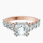 9ct Rose Gold Florence Side Emerald Lab Diamond Ring front image