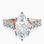 9ct Rose Gold Florence Side Emerald Lab Diamond Ring front image
