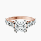 9ct Rose Gold Florence Side Emerald Lab Diamond Ring front image