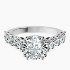 14kt White Gold Florence Side Emerald Lab Diamond Ring front image