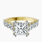 14ct Yellow Gold Florence Side Emerald Lab Diamond Ring front image