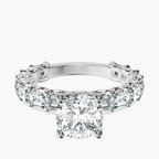 9ct White Gold Giselle Side Emerald Lab Diamond Ring front image