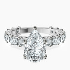 9ct White Gold Giselle Side Emerald Lab Diamond Ring front image