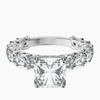 9ct White Gold Giselle Side Emerald Lab Diamond Ring front image