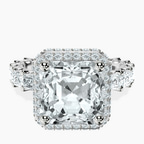 9ct White Gold Amaryllis Side Emerald Lab Diamond Ring front image