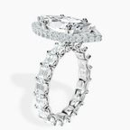9ct White Gold Amaryllis Side Emerald Lab Diamond Ring standing product image one