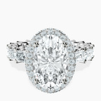 9ct White Gold Amaryllis Side Emerald Lab Diamond Ring front image