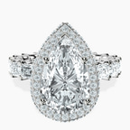 9ct White Gold Amaryllis Side Emerald Lab Diamond Ring front image