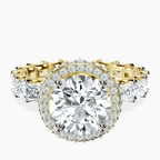 18kt Yellow Gold Amaryllis Side Emerald Lab Diamond Ring front image