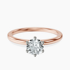 10kt Rose Gold Six Prong Solitaire 1.5mm Lab Diamond Ring front image