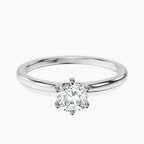 18kt White Gold Six Prong Solitaire 1.5mm Lab Diamond Ring front image
