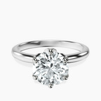 10kt White Gold Blooming Petal Secret Halo Lab Diamond Ring front image