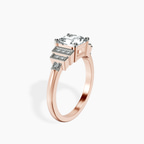 2.65 ct. radiant Joy Side Stone Ring in 10kt rose gold standing product image one