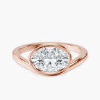 14ct Rose Gold Bezel Crest Solitaire Lab Diamond Ring front image