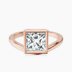 14ct Rose Gold Bezel Crest Solitaire Lab Diamond Ring front image
