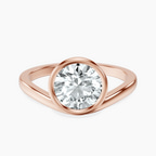 10kt Rose Gold Bezel Crest Solitaire Lab Diamond Ring front image
