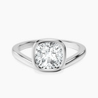 9ct White Gold Bezel Crest Solitaire Lab Diamond Ring front image