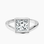9ct White Gold Bezel Crest Solitaire Lab Diamond Ring front image