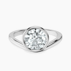 Platinum Bezel Crest Solitaire Lab Diamond Ring front image