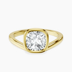 9ct Yellow Gold Bezel Crest Solitaire Lab Diamond Ring front image