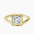 14ct Yellow Gold Bezel Crest Solitaire Lab Diamond Ring front image