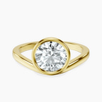 9ct Yellow Gold Bezel Crest Solitaire Lab Diamond Ring front image