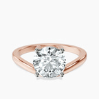 10kt Rose Gold Crest Four Prong Solitaire Lab Diamond Ring front image
