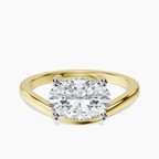 18ct Yellow Gold Crest Four Prong Solitaire Lab Diamond Ring front image