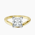 9ct Yellow Gold Crest Four Prong Solitaire Lab Diamond Ring front image