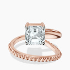 18kt Rose Gold Crest Wrap Four Prong Solitaire Lab Diamond Ring front image