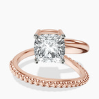 14kt Rose Gold Crest Wrap Four Prong Solitaire Lab Diamond Ring front image