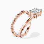 10kt Rose Gold Crest Wrap Four Prong Solitaire Lab Diamond Ring standing product image one