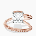10kt Rose Gold Crest Wrap Four Prong Solitaire Lab Diamond Ring front image