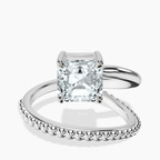 Platinum Crest Wrap Four Prong Solitaire Lab Diamond Ring front image