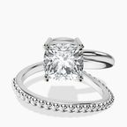 Platinum Crest Wrap Four Prong Solitaire Lab Diamond Ring front image