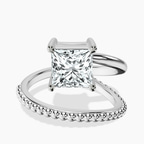 Platinum Crest Wrap Four Prong Solitaire Lab Diamond Ring front image