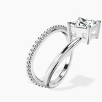 Platinum Crest Wrap Four Prong Solitaire Lab Diamond Ring standing product image one