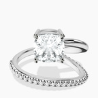 Platinum Crest Wrap Four Prong Solitaire Lab Diamond Ring front image