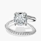 10kt White Gold Crest Wrap Four Prong Solitaire Lab Diamond Ring front image