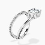10kt White Gold Crest Wrap Four Prong Solitaire Lab Diamond Ring standing product image one